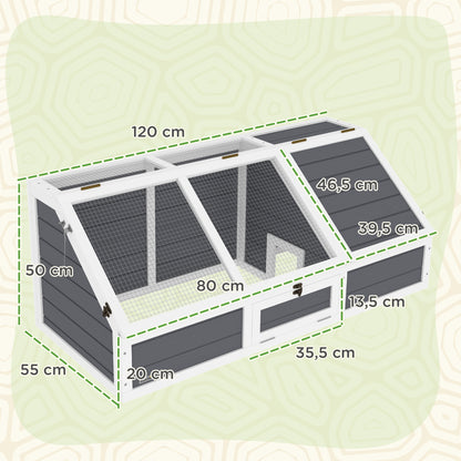 Pawhut Casa Para Tortugas De Madera Sin Base Con Tapas 120x55x50 Cm Gris Claro_2