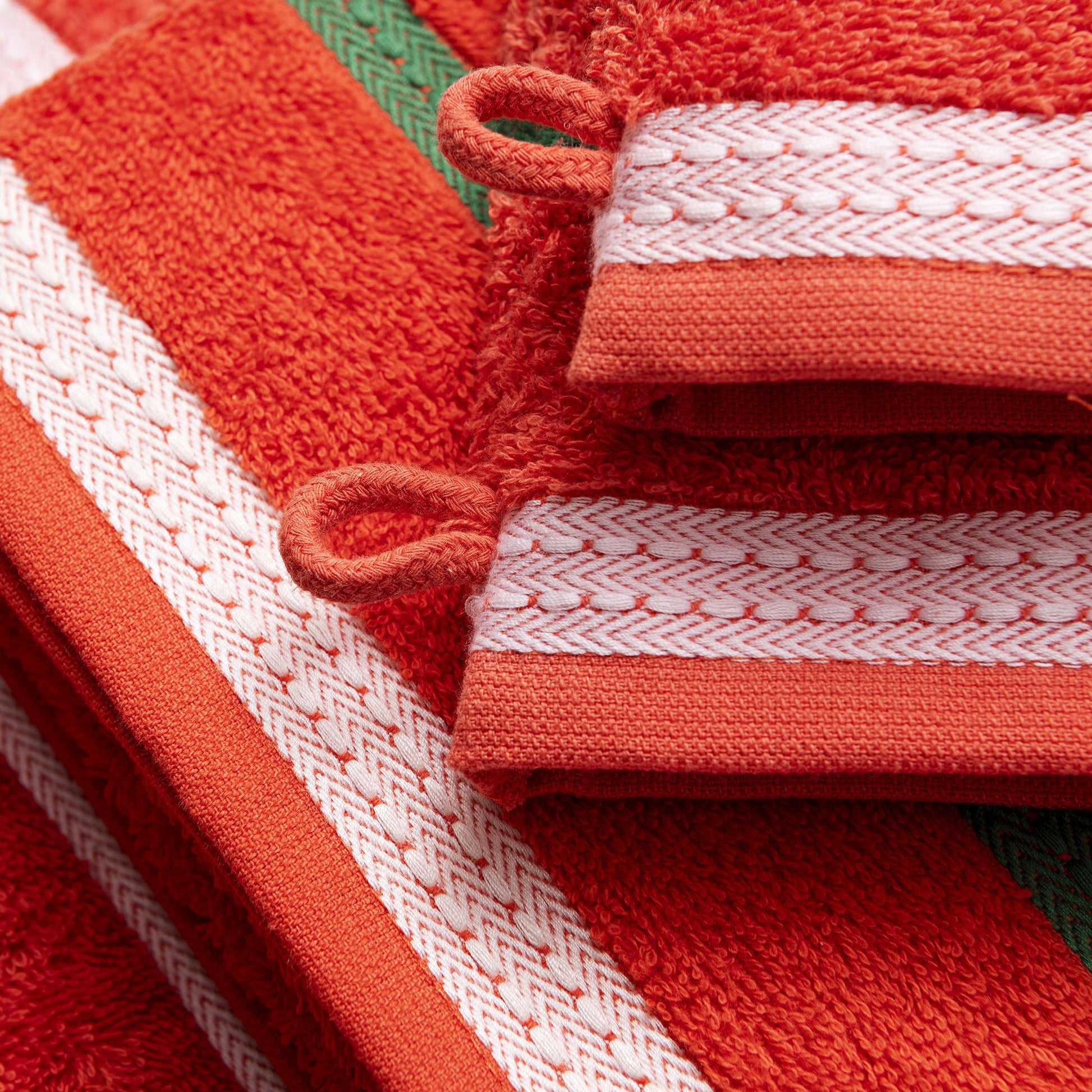 Set 4pc Toalla De Baño (1pc Toalla 50x90 + 1pc Toalla 70x140 Cm + 2pc Guantes De Ducha 15x21cm) 100% Algodón 450gsm Rojo Rainbow_4