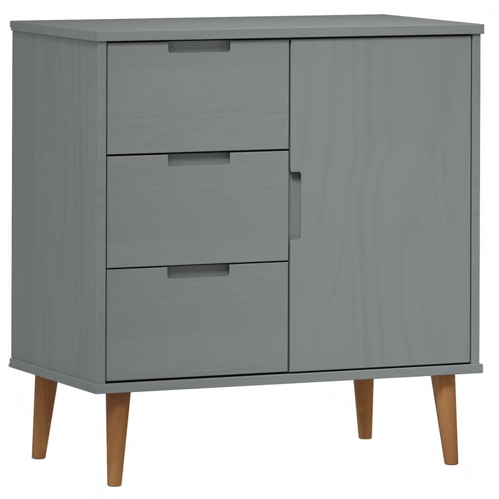 Aparador Molde Madera Maciza De Pino Gris 76,5x40x80 Cm / Vetonek_2