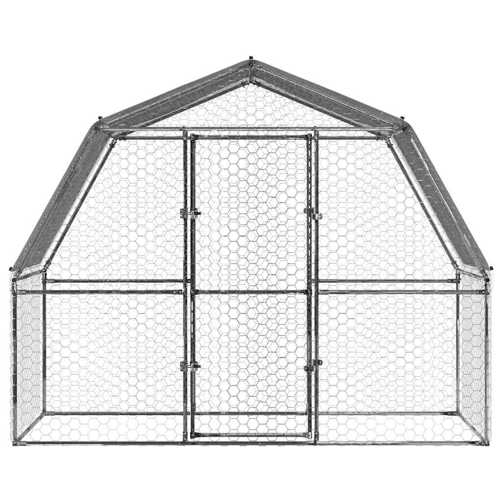 Vidaxl Gallinero Con Techo Y Puerta Acero Galvanizado Plateado_3