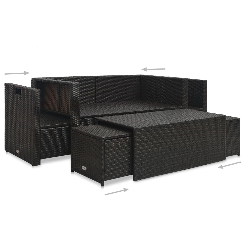 Vidaxl Set Muebles De Jardín 6 Piezas Y Cojines Ratán Sintético Marrón_4