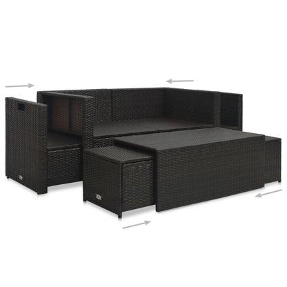 Vidaxl Set Muebles De Jardín 6 Piezas Y Cojines Ratán Sintético Marrón_4