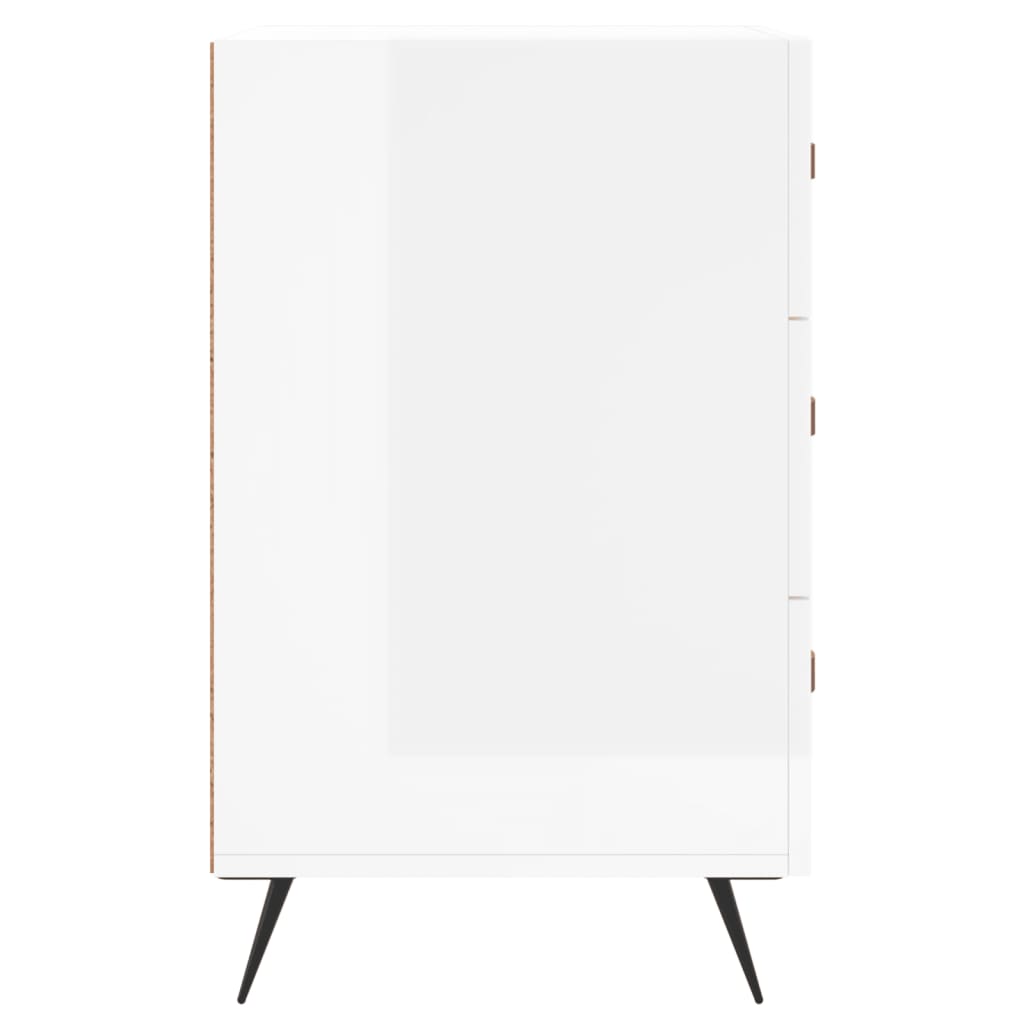 Mesita De Noche Madera De Ingeniería Blanco Brillo 40x40x66 Cm_4