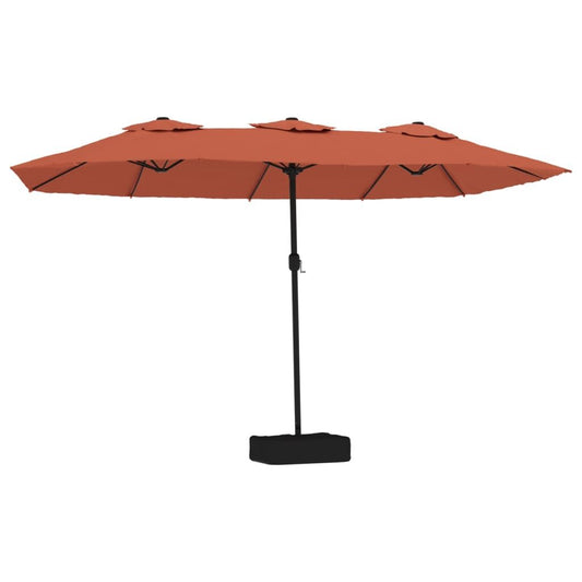 Vidaxl Sombrilla Doble De Jardín Con Luces Led Terracota 449x265 Cm_0