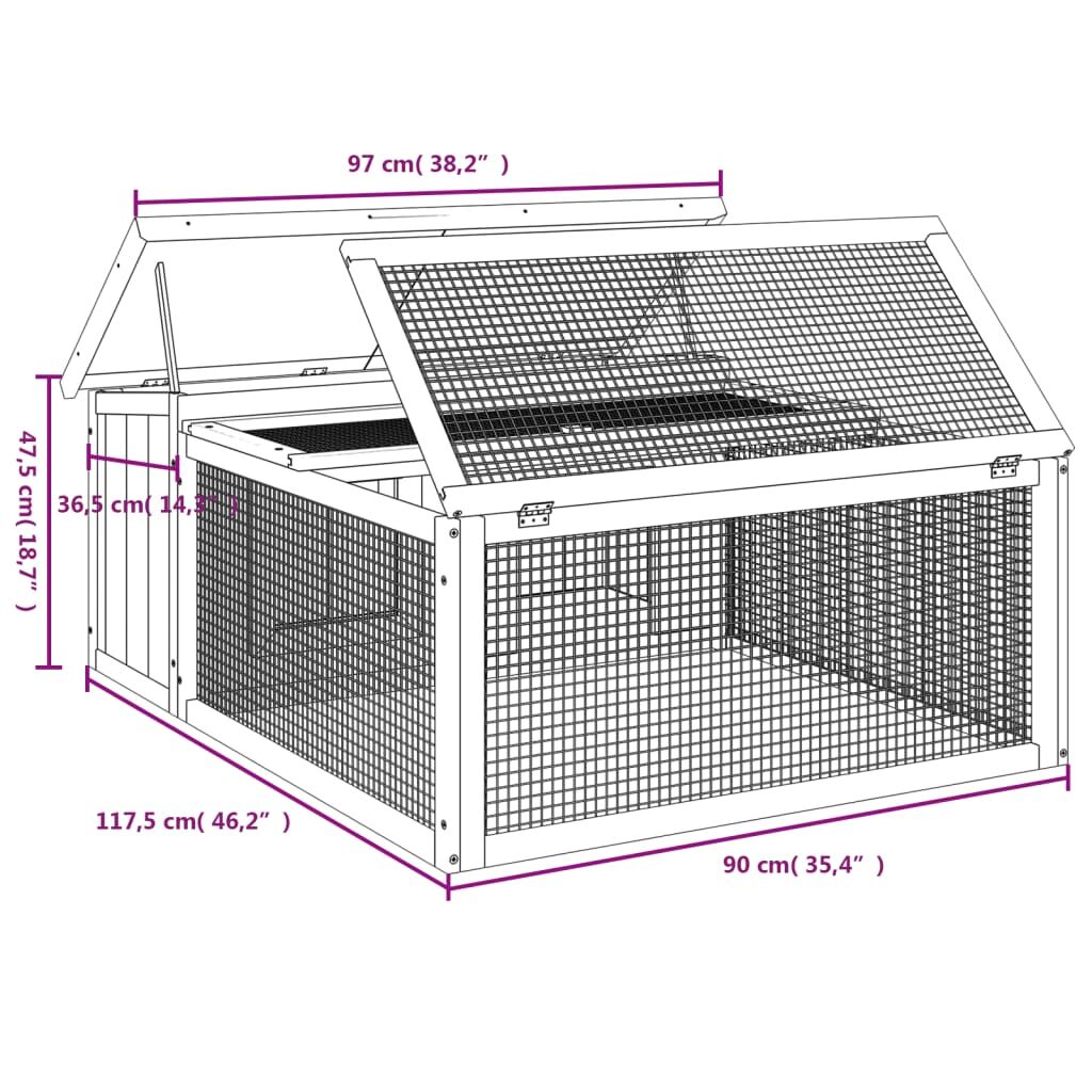 Vidaxl Conejera De Madera Maciza De Pino Moca 117,5x97x47,5 Cm_2