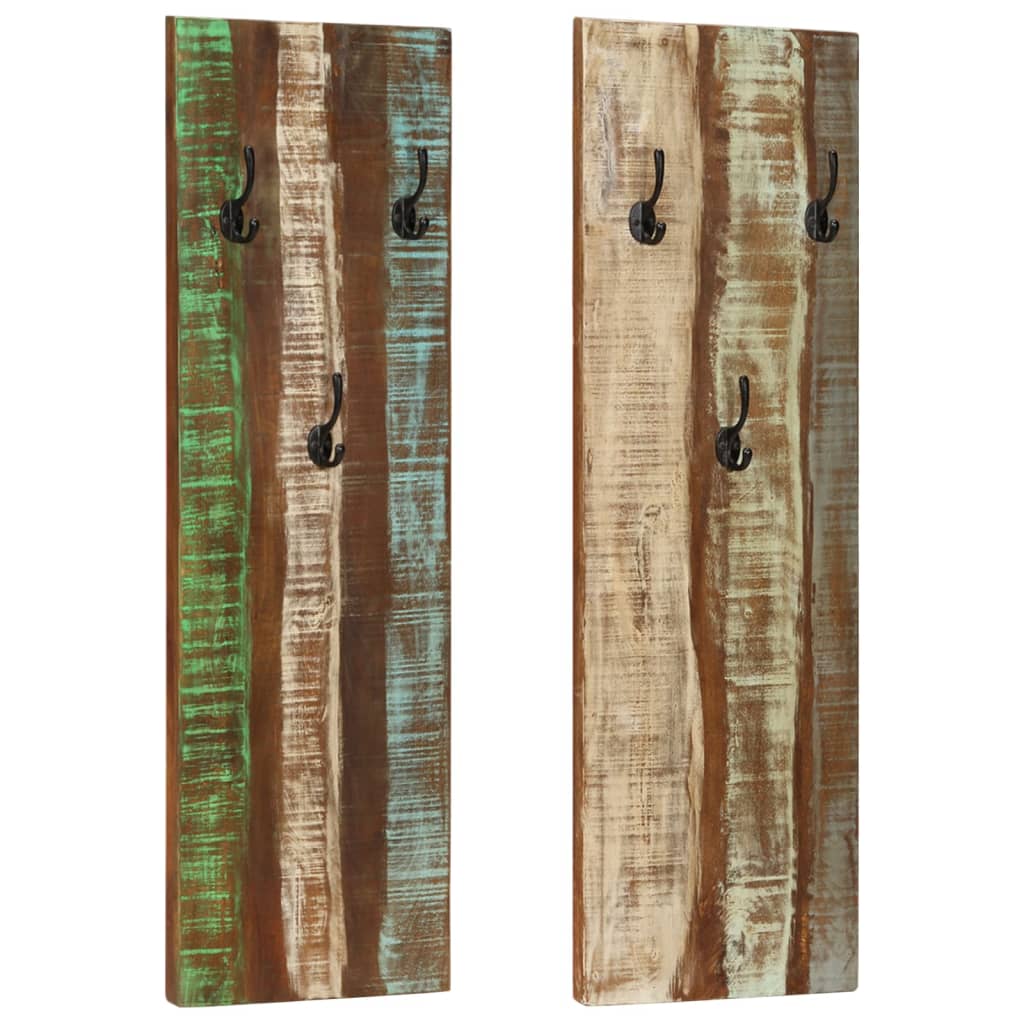 Percheros De Pared 2 Uds Madera Maciza Reciclada 36x3x110 Cm_1