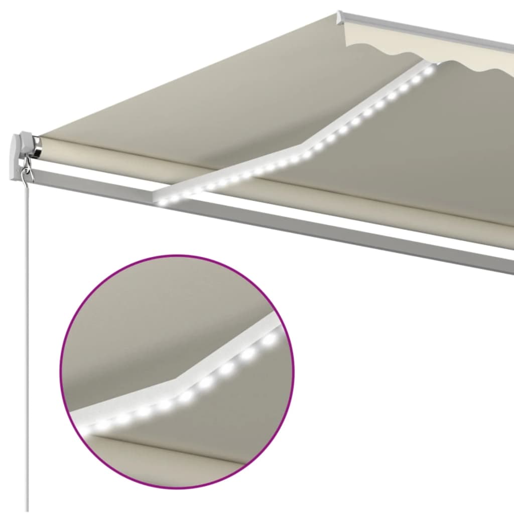 Toldo Manual Retráctil Con Led Color Crema 600x350 Cm_3