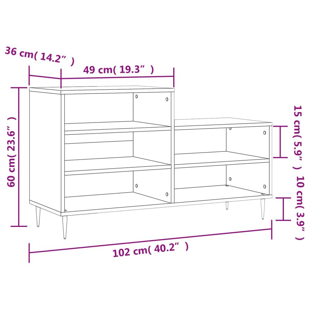 Vidaxl Mueble Zapatero Madera Contrachapada Gris Sonoma 102x36x60 Cm_2