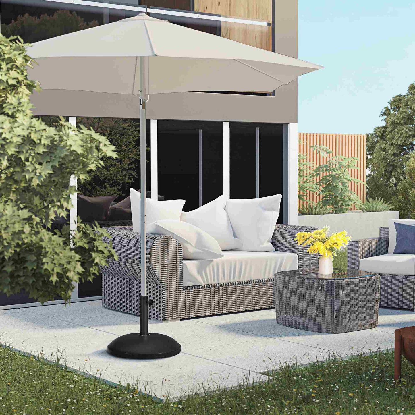 Outsunny Base Para Sombrilla Redonda 25 Kg Soporte De Parasol De Cemento Negro_1