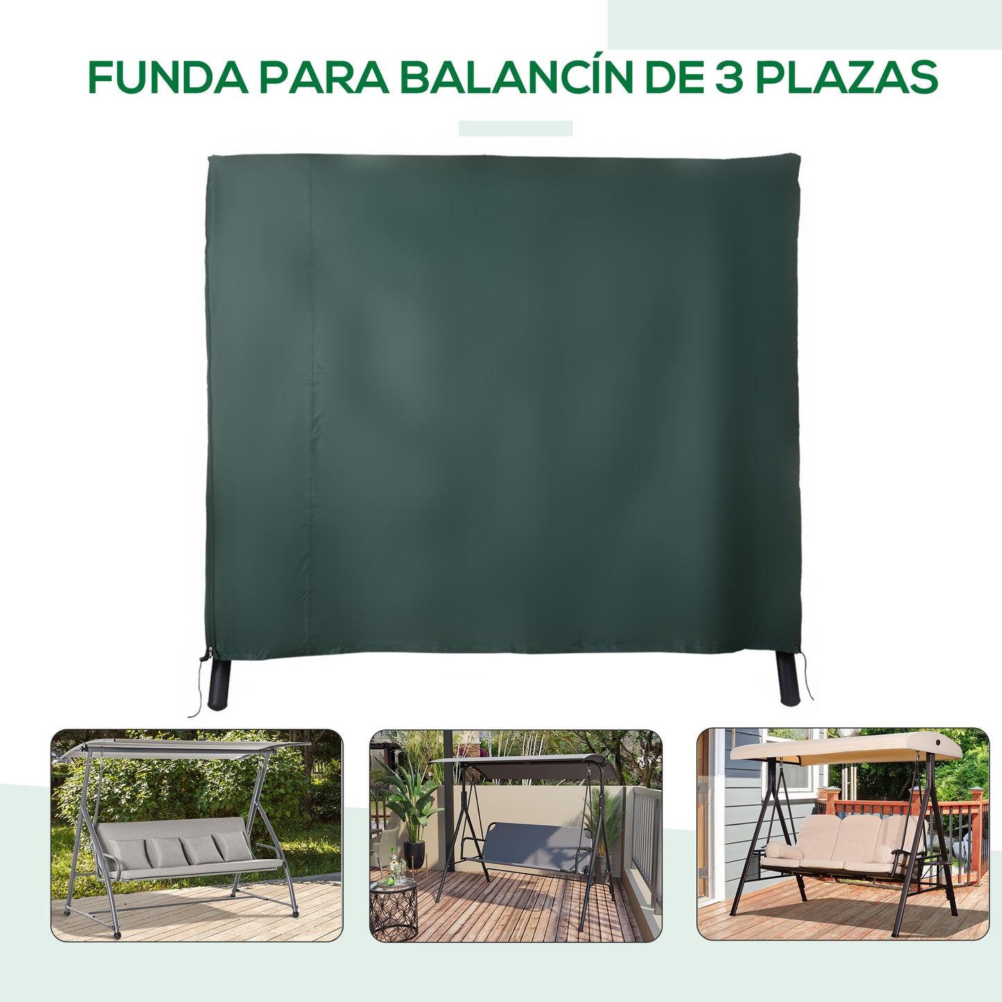 Outsunny Funda Columpios Jardín Cubierta Muebles De Exterior Con Cremallera_4
