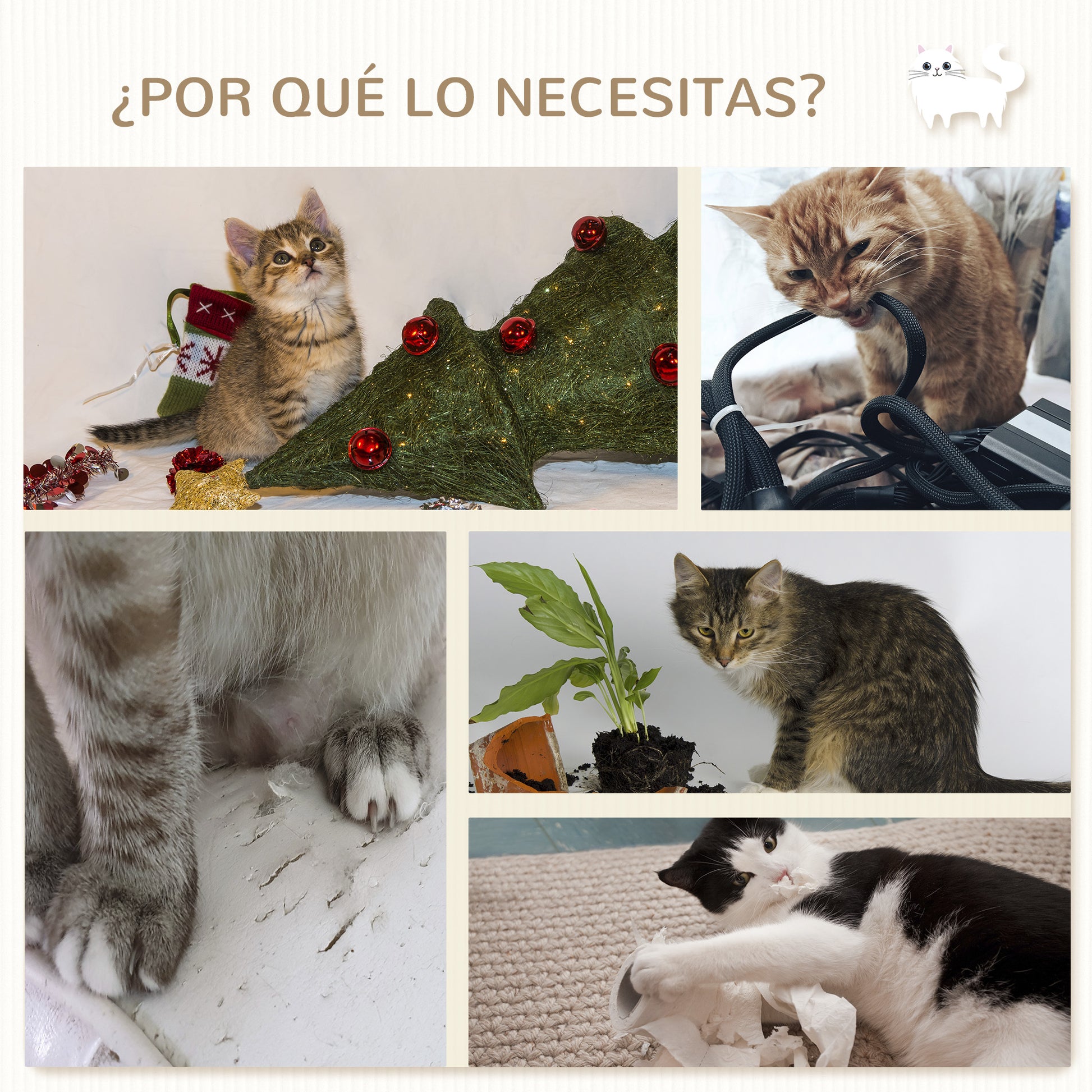 Pawhut Juego De Estanterías Para Gatos De Pared De 4 Piezas Beige_5