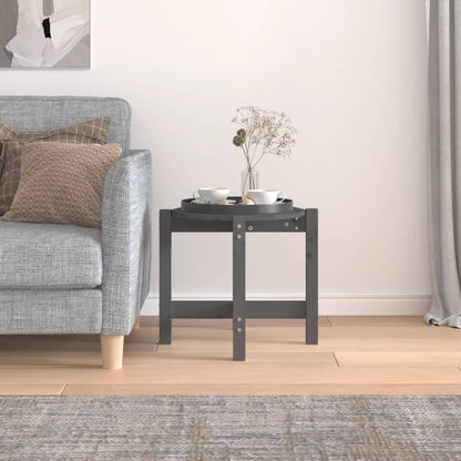 Mesa De Centro De Madera Maciza De Pino Gris Ø52,5x45 Cm_1