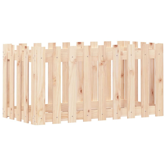 Arriate Elevado Jardín Con Valla Madera Maciza Pino 100x50x50cm_0