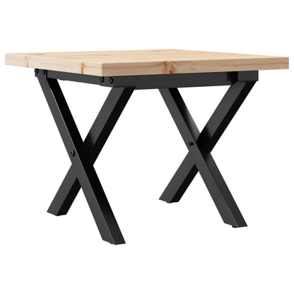 Mesa De Centro Marco X Madera Maciza Pino Y Acero 50x50x35,5 Cm_0