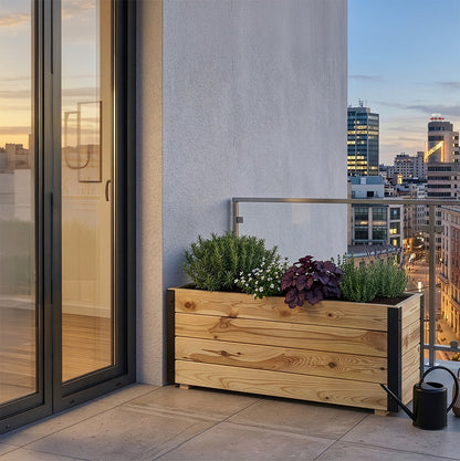 Jardinera De Madera Con Refuerzo De Aluminio 90x30x40 Cm Ghio Al Hortalia_1