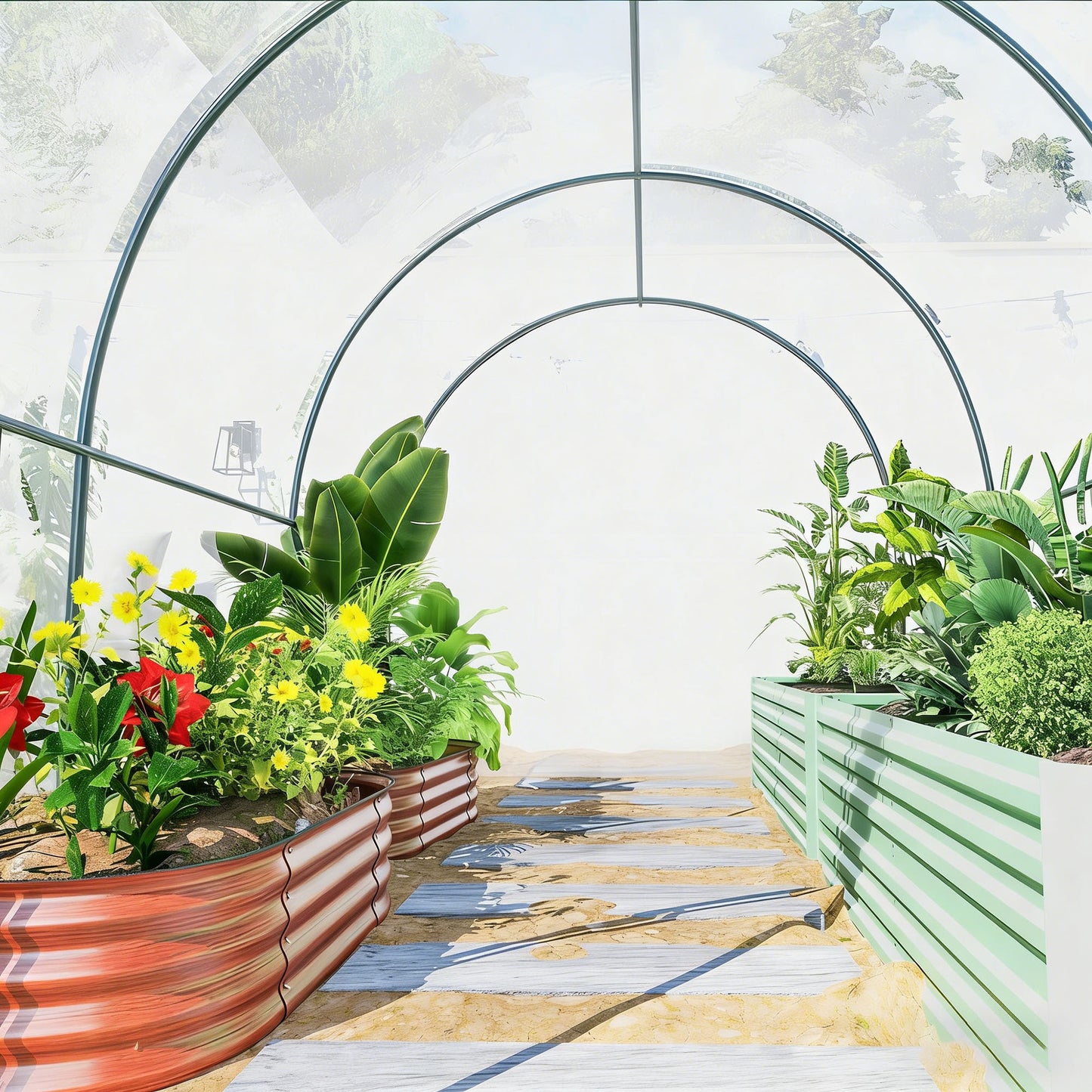 Outsunny Invernadero De Túnel 3x2x2m Con Puerta Enrollable Ventanas Transparente_3
