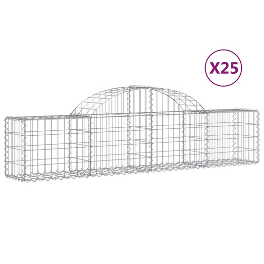 Cestas De Gaviones 25 Uds Forma De Arco Hierro 200x30x40/60 Cm_0