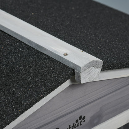 Pawhut Conejera De Madera 157,4x53x99,5 Cm Con Ruedas Techo Asfáltico Gris_4