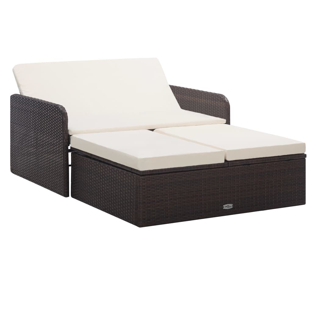 Vidaxl Set Muebles De Jardín 2 Piezas Y Cojines Ratán Sintético Marrón_0