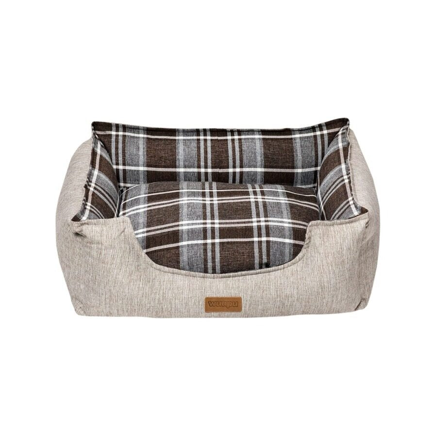 Wuapu Cama Rectangular Serie British 60x50x19cm Con Cuadros Escoceses_0
