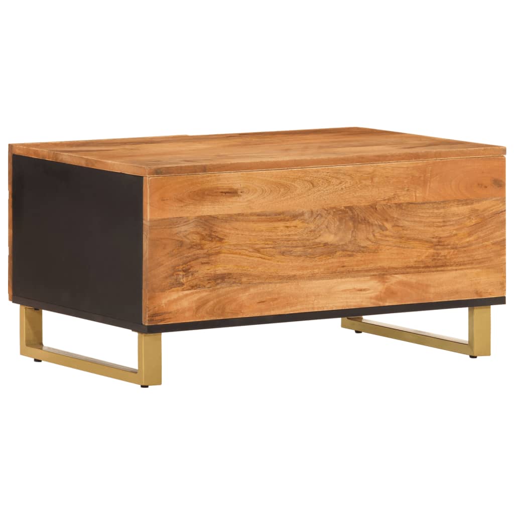 Mesa De Centro Madera Maciza De Mango Negro Marrón 80x50x40 Cm_4