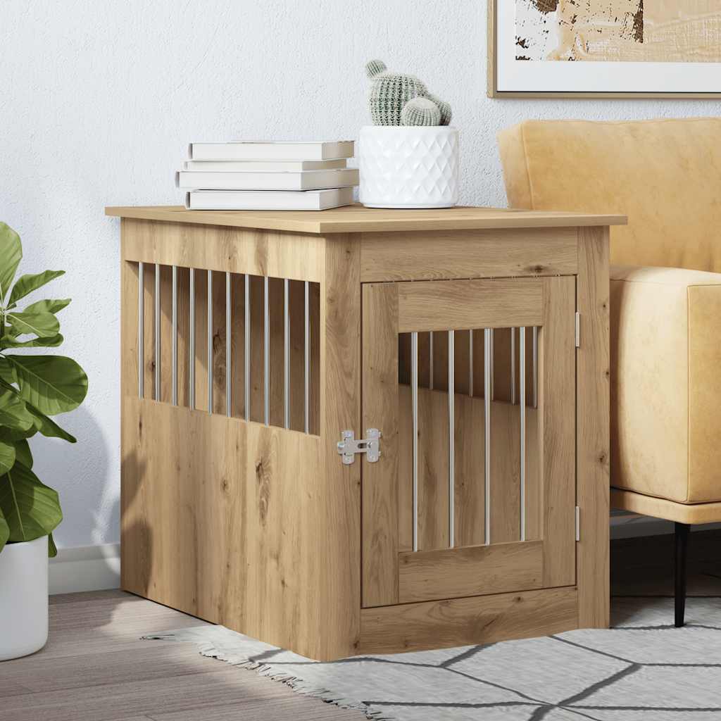 Jaula Para Perros Madera Ingeniería Roble Artesanal 55x75x65 Cm_1