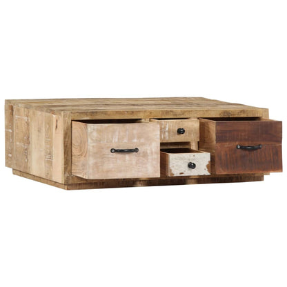 Mesa De Centro De Madera Maciza De Mango 90x60x30 Cm_2