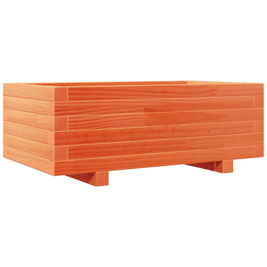 Jardinera De Madera Maciza De Pino Marrón Cera 70x40x26,5 Cm_0