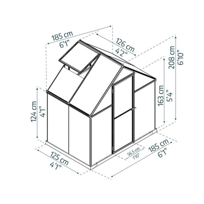 Canopia Mythos Invernadero De Jardín Policarbonato Doble Capa 126X185X208 cm Gris