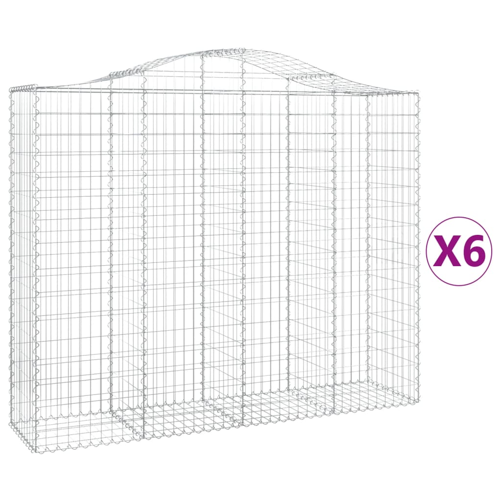 Cestas De Gaviones 6 Uds Forma De Arco Hierro 200x50x160/180 Cm_0