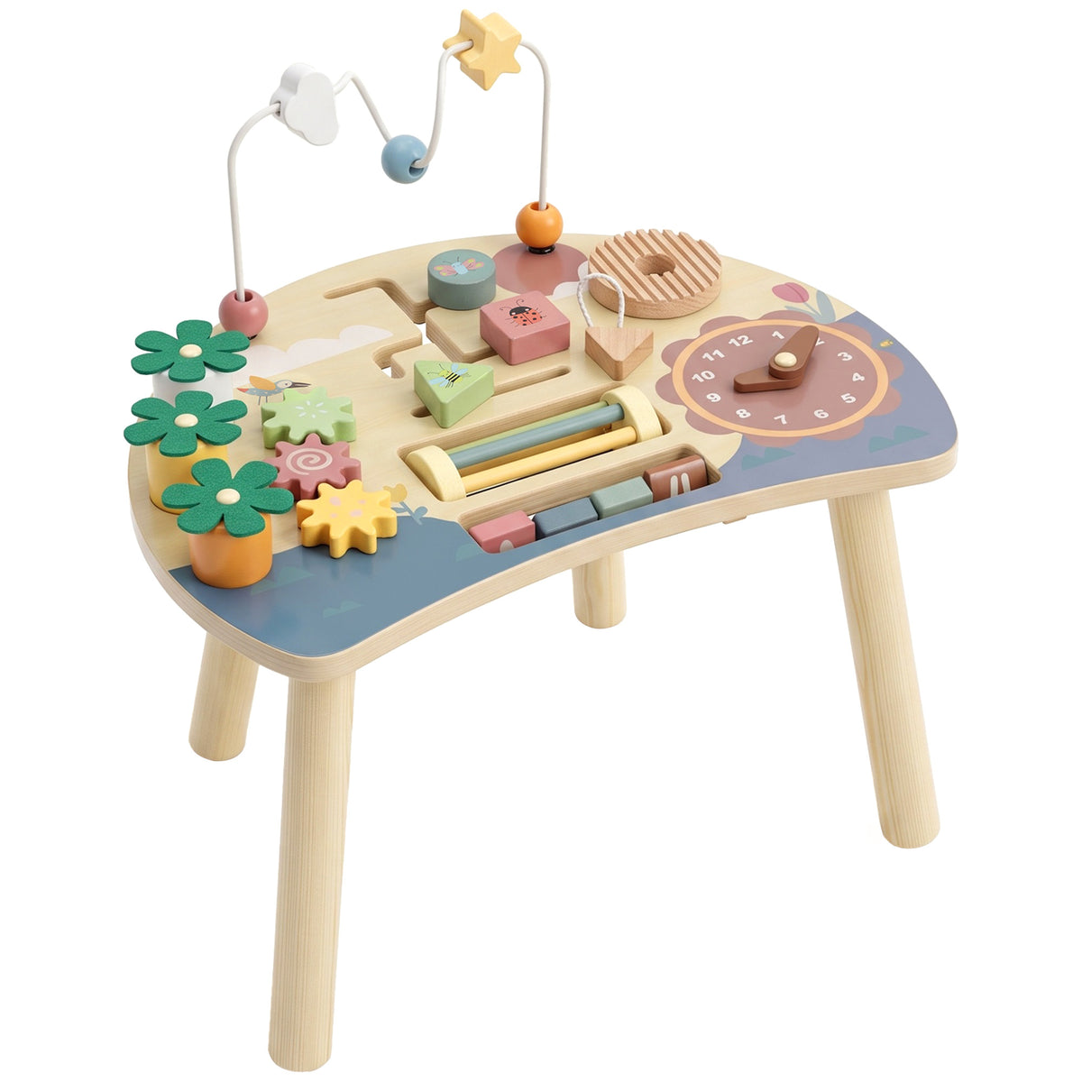 Aiyaplay Mesa De Actividades Para Bebé 1-3 Años 6 En 1 De Madera Montessori_0
