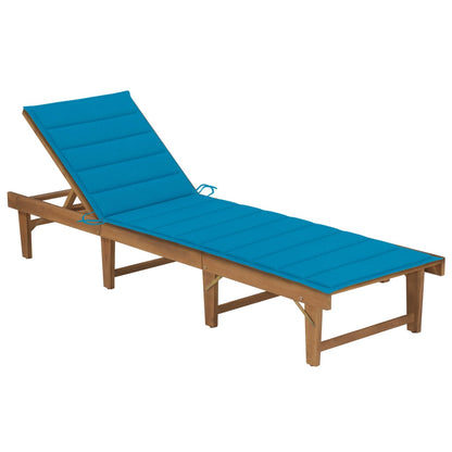 Tumbona Plegable Con Cojín Madera Maciza De Acacia_0