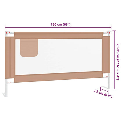 Vidaxl Barandilla De Seguridad Cama De Niño Gris Taupe Tela 160x25 Cm_2