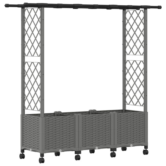 Cama Elevada Con Trellis Y Techo Gris Claro 162,5 X 40 X 142 Cm_0