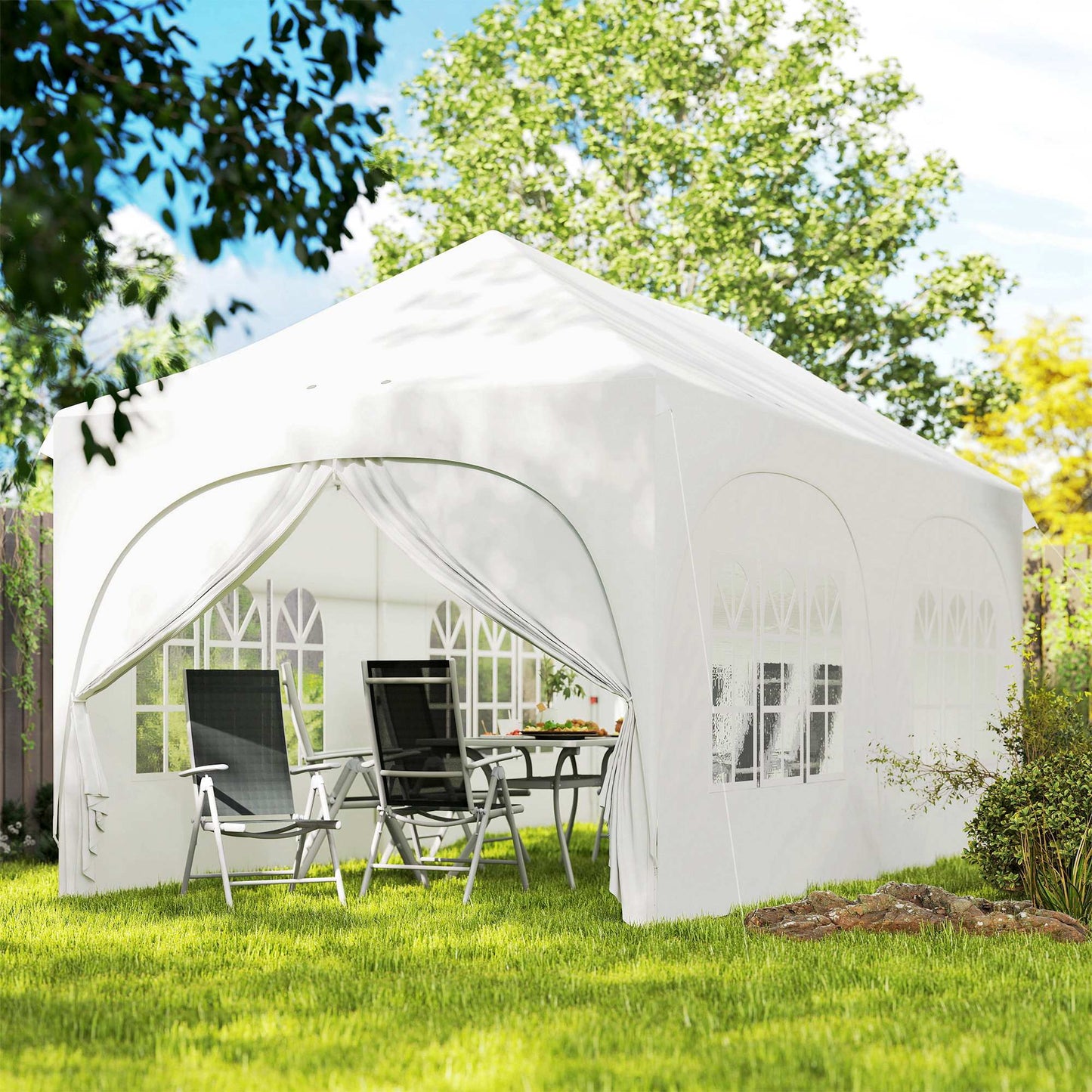 Outsunny Carpa Plegable 6x3 M Con Altura Ajustable 6 Laterales Extraíbles Gris_1