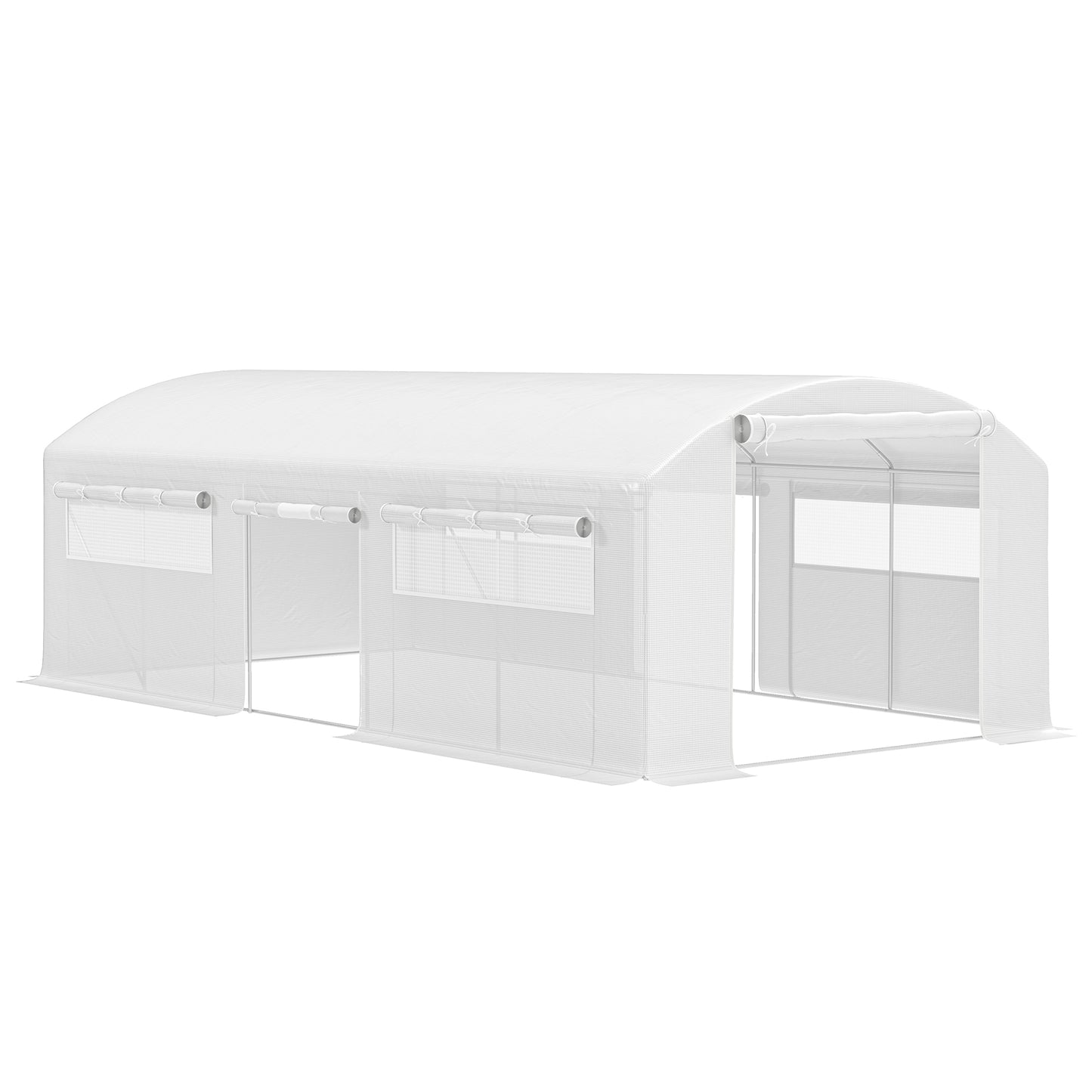 Outsunny Invernadero De Exterior 6x3x2 M Con 6 Ventanas De Malla Blanco_0