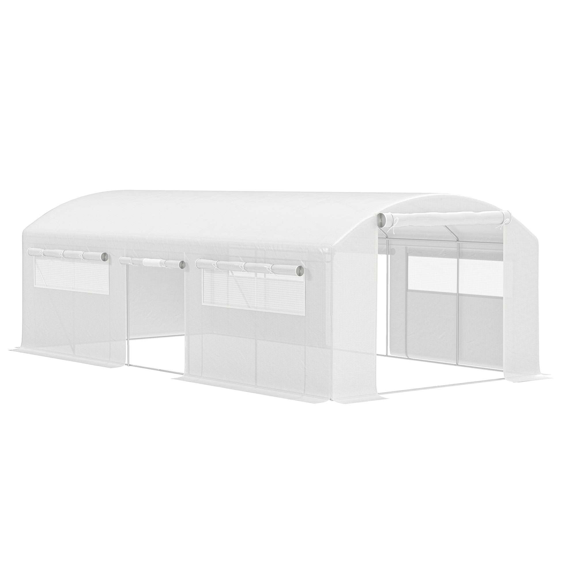 Outsunny Invernadero De Exterior 6x3x2 M Con 6 Ventanas De Malla Blanco_0