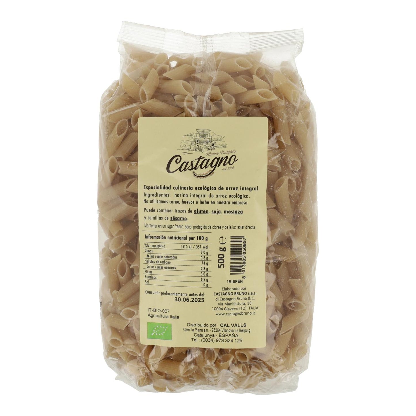 Macarrones Arroz Integral ECO Castagno 500 g