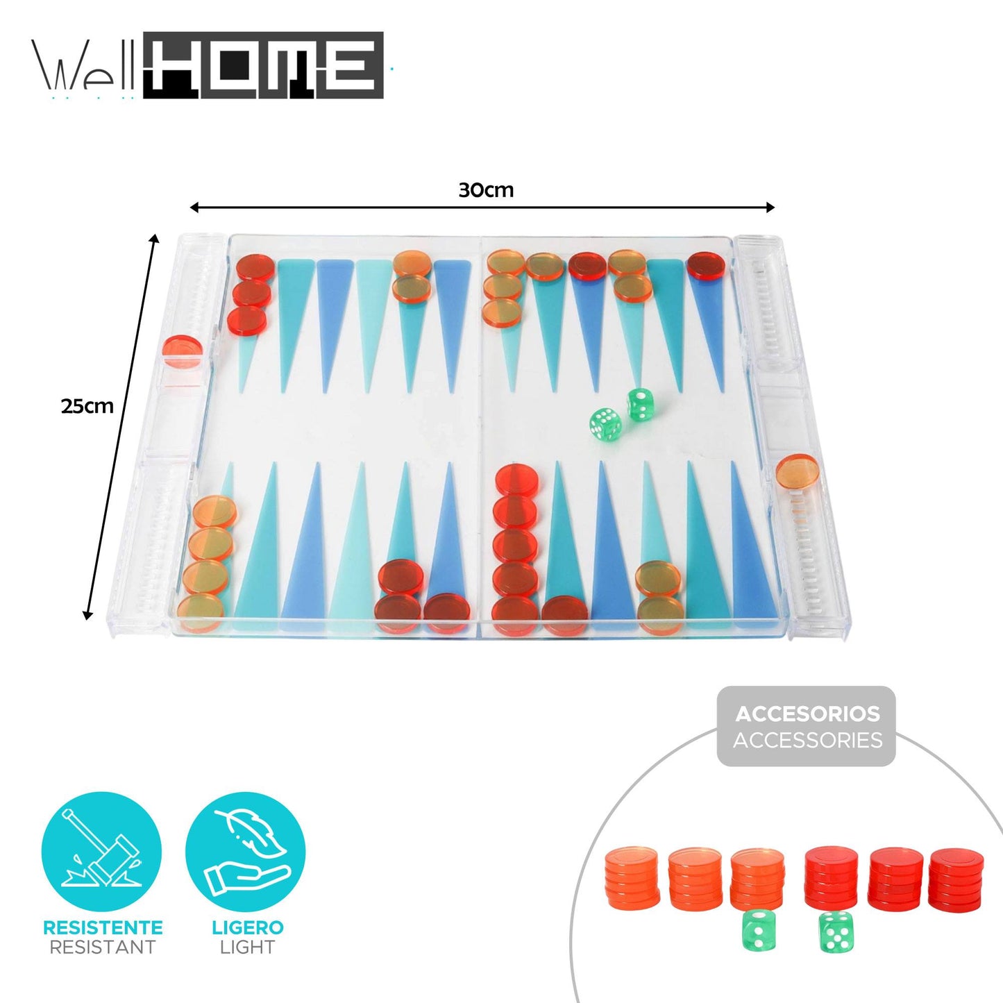 Well Home - Juego De Backgammon Transparente