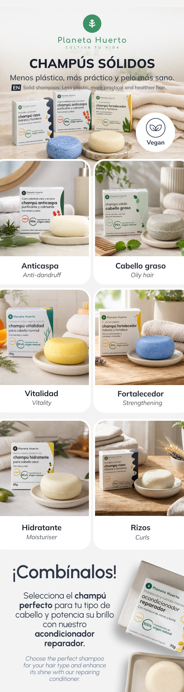 Acondicionador sólido reparador Planeta Huerto 70 gr