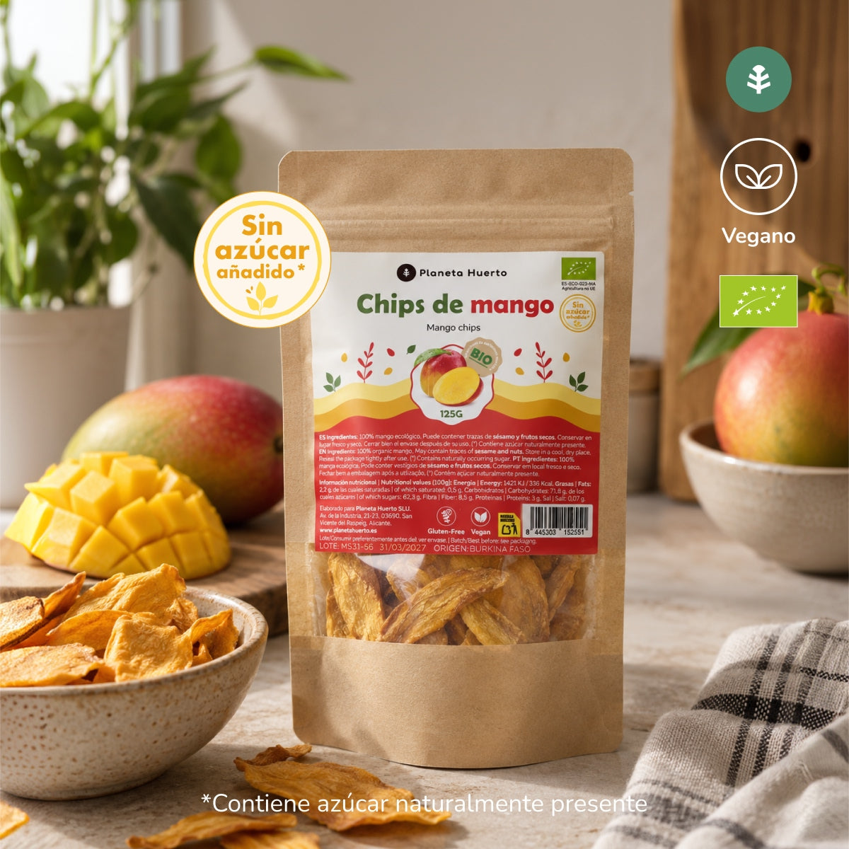 Mango chips desecado ECO Planeta Huerto 125 g