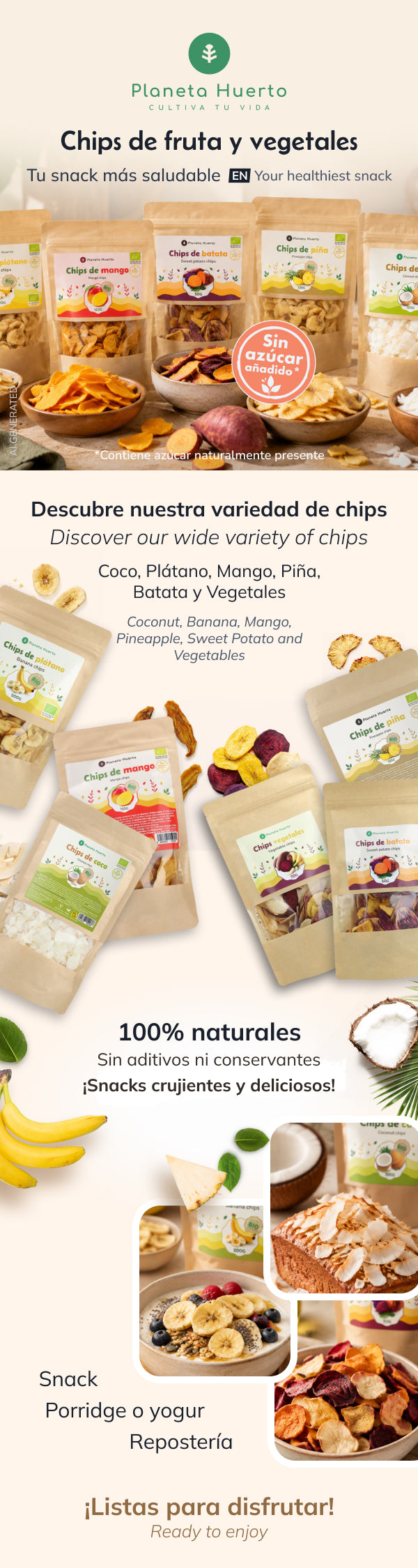 Chips de plátano ECO Planeta Huerto 200 g