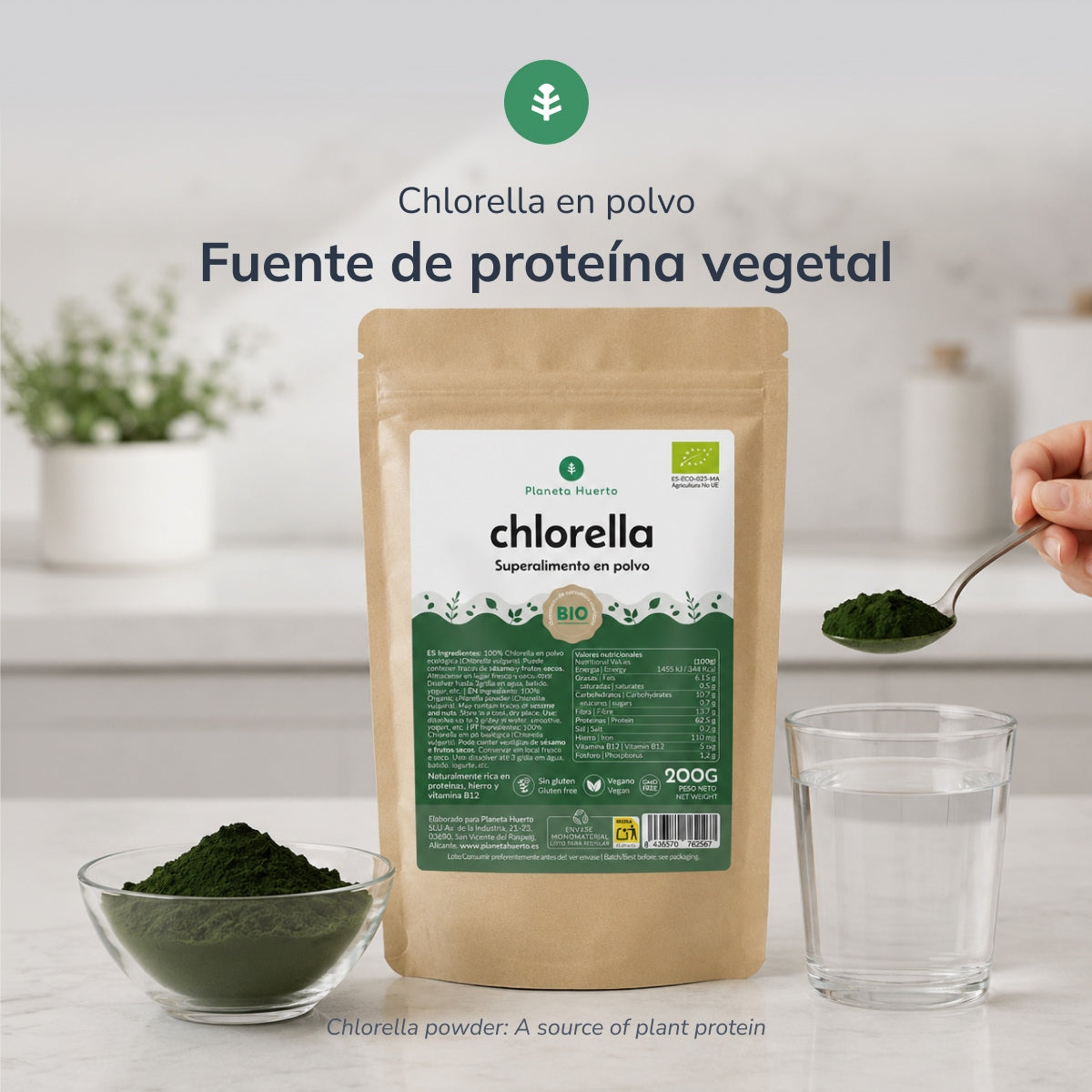 Alga Chlorella en polvo ECO Planeta Huerto 200 g