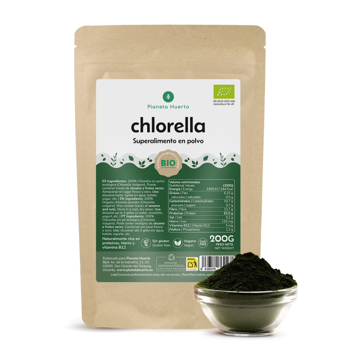Alga Chlorella en polvo ECO Planeta Huerto 200 g