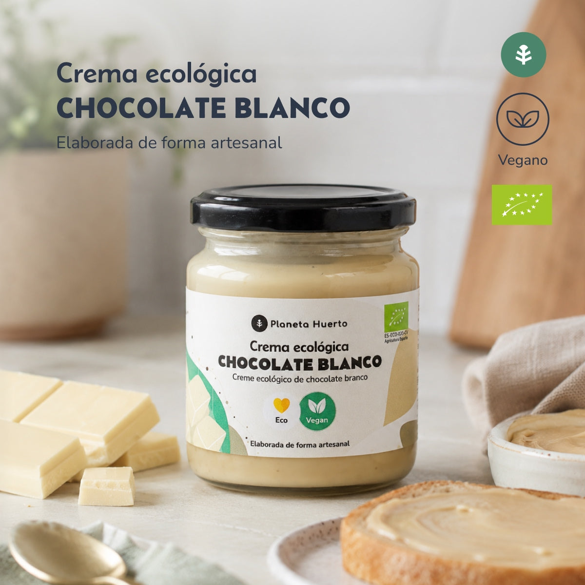 Crema de chocolate blanco vegano ECO Planeta Huerto 230 gr