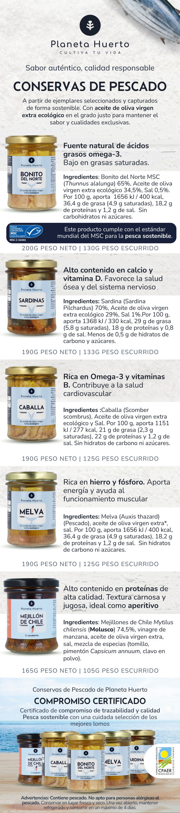 Pack 12x Bonito del Norte en aceite de oliva ECO Planeta Huerto 200 g