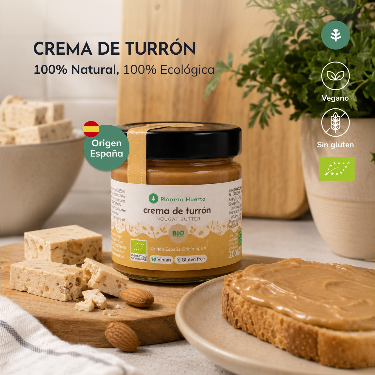 Crema de Turrón suave 100% ECO Planeta Huerto 200 g