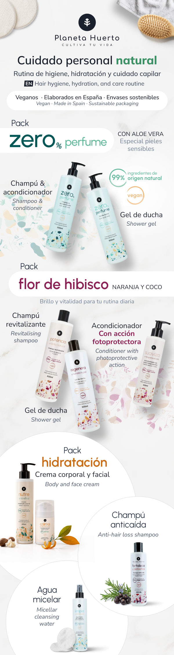 Agua micelar desmaquillante Ácido hialurónico Planeta Huerto 250 ml