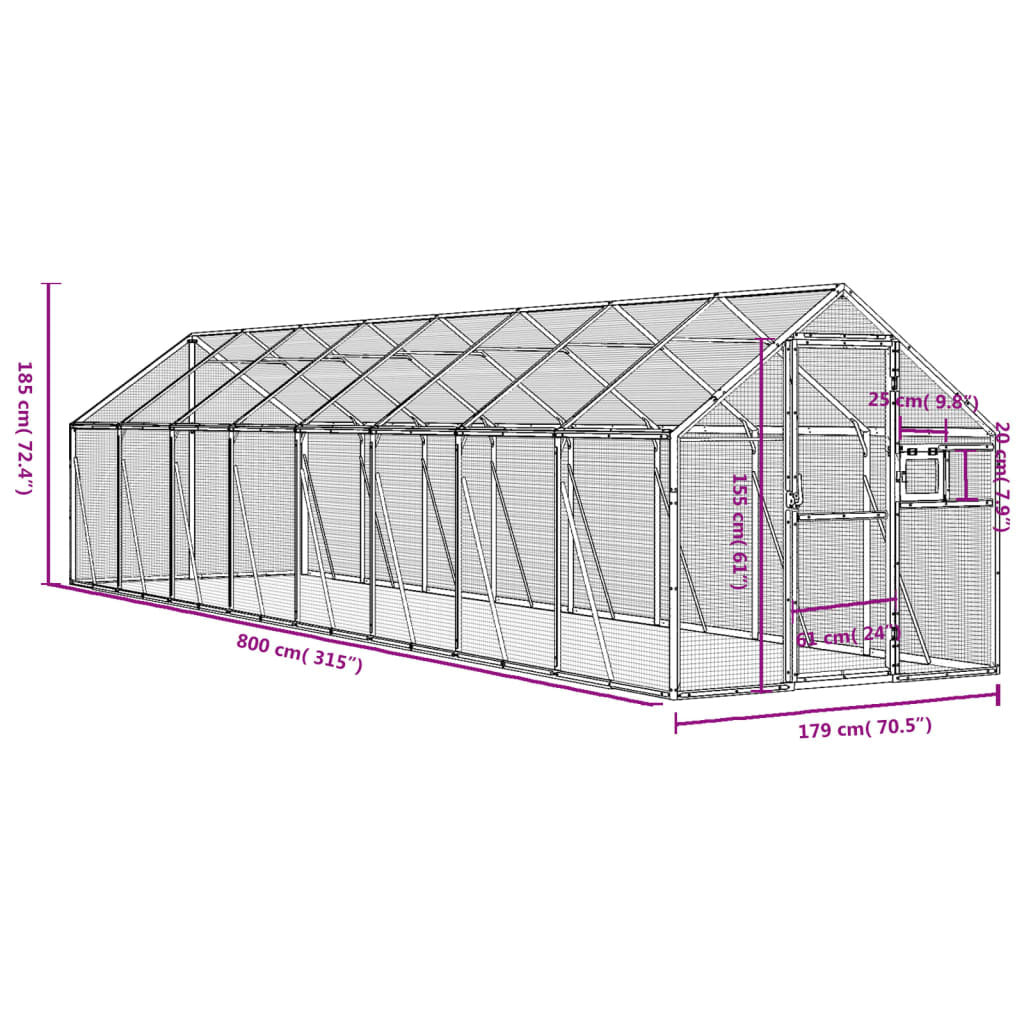 Vidaxl Pajarera De Aluminio Gris Antracita 1,79x8x1,85 M_2