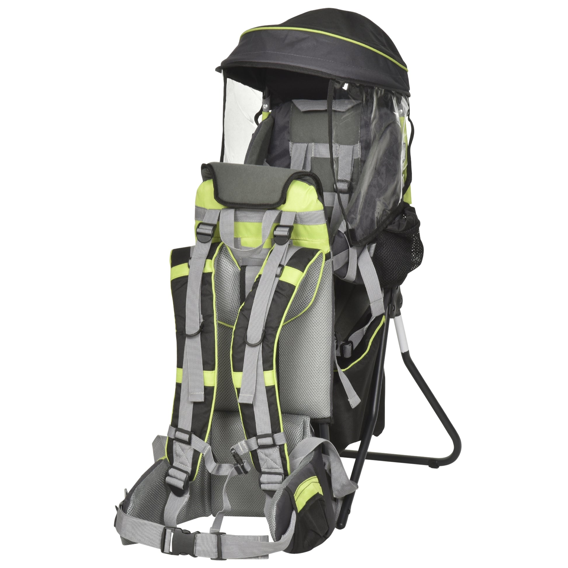 Homcom Mochila Portabebés Plegable Con Techo Impermeable Para 6-36 Meses Verde_0